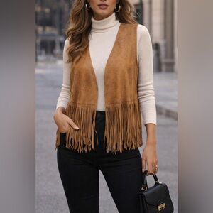 Central Park West Tan Faux Suede Vest